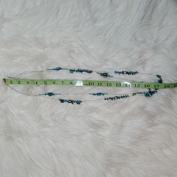 Boutique two strand turquoise color and silver tone long necklace like N… - Picture 4 of 5